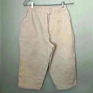 Vtg 90s D&Co Beige Cream Capri Pants Elastic Waist Womens Medium